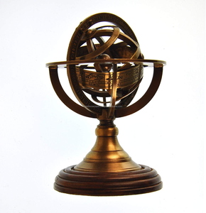 Esfera Armilar de Latón Metálico Vintage con Base de Madera, Instrumento Astronómico Antiguo, Zodíaco, Reloj Solar, Decoración de Escritorio, Coleccionable - Product Image 2