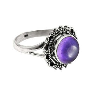 Natural Round Shape Amethyst Gemstone <b>Ring</b> <b>Crafted</b> From 925 Sterling Silver Handmade Bohemian <b>Rings</b> Bulk Wholesale Lot Jewelry - Product Image 1