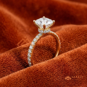 แหวนมอยซาไนต์ทรงเจ้าหญิงสำหรับผู้หญิง โทนสีทอง เครื่องประดับสำหรับงานหมั้นและวันครบรอบ ดีไซน์หรูหราสำหรับสวมใส่ทุกวัน - Product Image 2