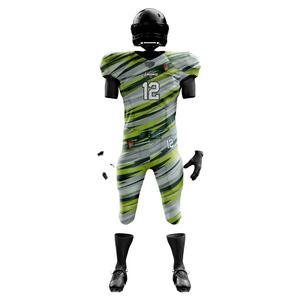 Tenues de football américain personnalisées uniques, imprimées par sublimation, en tissu respirant polyester-spandex, livraison rapide - Product Image 1