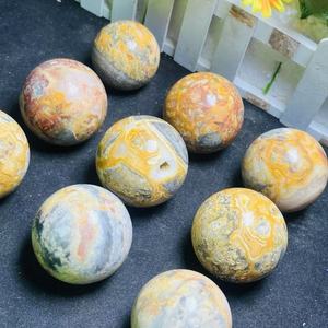 Wholesale Hot Selling Stunning Genuine Excellent Polishing Yellow Crazy Lace Agate <b>Ball</b> Natural Quartz Crystal Stripe <b>Sphere</b> - Product Image 2
