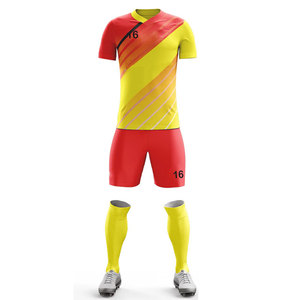 ชุดฟุตบอลคอลเลคชั่นใหม่รับซัมเมอร์ ขายส่งเสื้อผ้าสำหรับทีมสโมสร ชุดแข่งพร้อมกางเกงขาสั้น ชุดพิมพ์ลาย ชุดฟุตบอล แห้งเร็ว - Product Image 2
