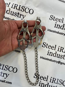 Pinzas para pezones de acero con cadena, juguetes sexuales BDSM para adultos, diseñadas por fabricantes de Sialkot, para pezones y senos. - Product Image 5
