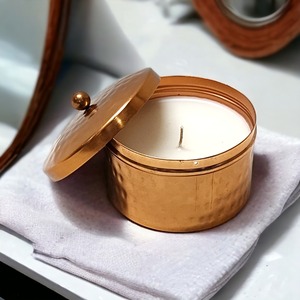 Modern Design Copper Electroplated Hammered Metal Candle Bowl Luxury Container Premium Scented Soy Wax Eco-Friendly Wedding - Product Image 4