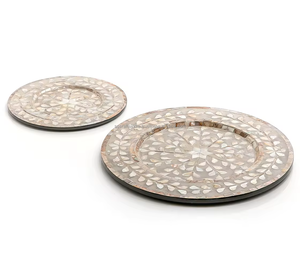 ถาดเสิร์ฟทรงสี่เหลี่ยมผืนผ้าทำจากช็อคโกแลตแผ่นรองที่ชาร์จในทะเลทำด้วยมือทำจากเปลือกหอยมุกอินเดีย - Product Image 2