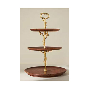 Elegant Gold Finish Iron Cake <b>Stand</b> with <b>Mirror</b> Tray for Wedding and Party Table Centerpiece - Product Image 1