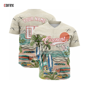 Corex Full Print <b>Baseball</b> Jersey Unisex Summer Breathable Anti-Bacterial Heat Transfer Printed Polyester Short Sleeve Sport - Product Image 3