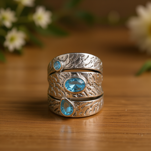 Bague de mode en topaze bleue 11,2 grammes - Product Image 3