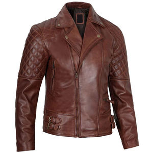 Outdoor Use Cow Skin Leather Jacket Breathable Windproof Custom Size Front Logo Men's Wholesale - Product Image 4