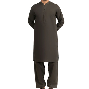 Traje tradicional pakistaní Shalwar Kameez gris carbón para hombre, Kurta Pajama de alta calidad, ropa étnica hecha a medida. - Product Image 6