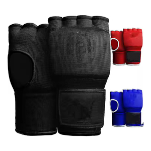 <b>Black</b> Red Leather Boxing Inner Gloves Open Finger Padded Hand <b>Wraps</b> with Wrist Support Safety Custom Logo Training Gear - Product Image 3
