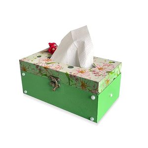 Aqdus Saleem - Dispensador de pañuelos de madera floral para coche, soporte rígido decorativo con cierre metálico para uso en el hogar o salón - Product Image 4