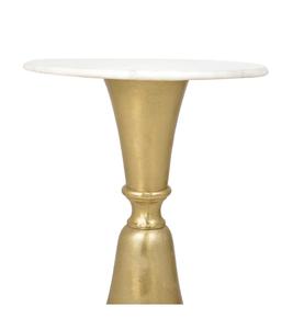 Modern <b>Round</b> Marble Top <b>Side</b> <b>Table</b> with <b>Gold</b> Metal Base for Living Room Decor - Product Image 3
