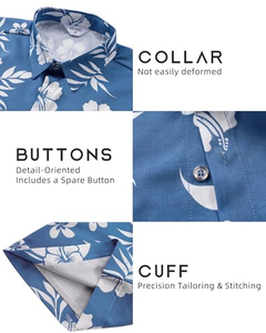 Chemise homme à manches courtes, imprimé tropical, décontractée, boutonnée, pour la plage, été, couleurs vives, motif floral, haut pour homme, été - Product Image 6