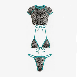 Traje de Baño Bikini al por Mayor, Estampado Geométrico, Conjunto de 2 Piezas, Ecológico, Tallas Grandes, Elástico, Precio de Fábrica, OEM, Entrega Rápida - Product Image 2
