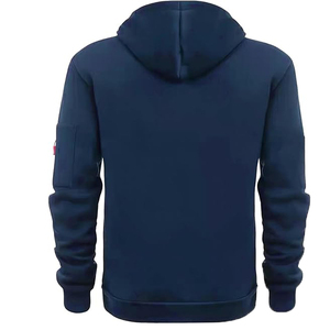 เสื้อฮู้ดสีกรมท่าแบบยูนิเซ็กซ์ ทรงปกติ สวมใส่สบาย สีพื้น ผ้าฝ้ายฟลีซ 100% แขนยาว มีกระเป๋า ดีไซน์สำหรับฤดูใบไม้ผลิ - Product Image 2