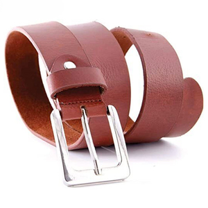Cinturón Casual de Cuero Vacuno para Hombre, Color Marrón Sólido, Hebilla Plateada Rectangular, Duradero, 3.5cm de Ancho, Ajustable - Product Image 2