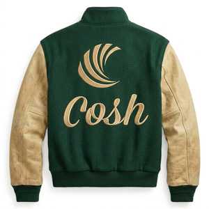 Chaqueta Universitaria de Béisbol Letterman, Cuerpo de Lana, Mangas de Cuero, Bordado Personalizado, Fabricante Mayorista COSH INTERNATIONAL - Product Image 4