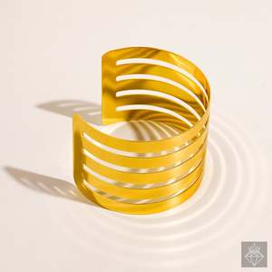 PRAO Bracelet manchette anti-ternissement en plaqué or 18 carats pour femme - Product Image 2