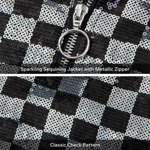 <b>Sequined</b> Check <b>Plus</b> <b>Size</b> Women’s Custom Plaid Crop Winter <b>Jacket</b> Manufacturer Cropped Fashion Outerwear for Women - Product Image 3