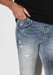 Pantalones Vaqueros Casuales Ajustados con Rasgaduras para Hombre, Jeans de Mezclilla Desgastados, Jeans Ajustados con Parches - Product Image 3