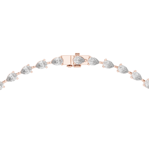 Collier en or rose avec diamant de laboratoire taille poire en forme de Y |   Collier de tennis élégant pour femmes, bijoux de luxe - Product Image 3