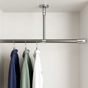 Tringle à vêtements créative en métal TCM-9712 de luxe en laiton, à fixation murale/plafond, nickel poli, détachable, pour armoire et fenêtre - Product Image 1
