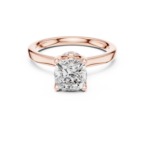Anillo de Compromiso Art Deco con Moissanita Creada en Laboratorio, Corte Asscher, con Halo Oculto, Oro Rosa, Acero Inoxidable, Joyería Fina, Regalo - Product Image 1