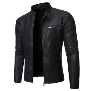 Chaqueta de cuero marrón para hombre, estilo motociclista, con cremallera, corte ajustado, manga regular, estilo otoñal. - Product Image 4