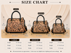 Sac à main Western de luxe haut de gamme en cuir véritable, orné de motifs floraux, écologique, durable, léger, moyen, style cowgirl - Product Image 2