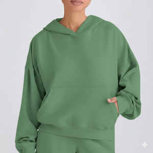 เสื้อฮู้ดดี้โอเวอร์ไซส์แฟชั่นสำหรับผู้หญิงใส่ในฤดูหนาว สวมใส่สบาย ทรงหลวม ผ้าเนื้อนุ่ม อุ่น แขนยาว สไตล์สตรีท - Product Image 1