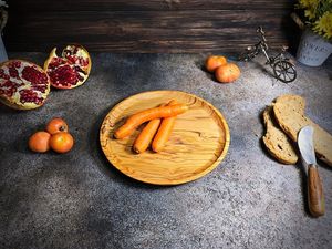 Plato de Servir Redondo de Madera de Acacia para el Hogar y la Cocina, Plato para Aperitivos, Plato de Madera para Decoración de Bodas, Plato de Madera para la Cena - Product Image 6