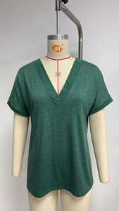 T-shirt court à manches courtes en coton et élasthanne 240 g/m², finition délavée vintage, col rond, pour femme, style Hot Girl, uni - Product Image 6