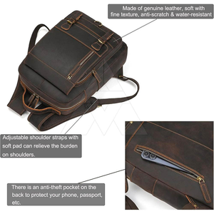 Sac à dos en cuir lavable, dernier design, dos souple, grande capacité, pour voyage, école, bureau, mode, logo personnalisé, OEM, vente en gros - Product Image 4