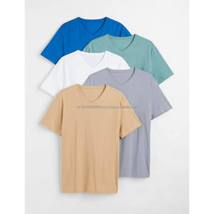 Camiseta de Algodón Elástica Suave para Hombre, Cuello en V, Corte Ajustado, Color Naranja Clásico, Unisex - Product Image 5