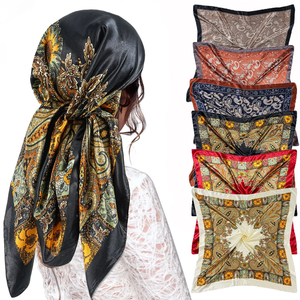 Silk <b>Square</b> <b>Scarf</b> Floral Print Headwrap Multifunctional for Women 90x90cm Party Ethnic Four Seasons Use Breathable Quick Dry - Product Image 1