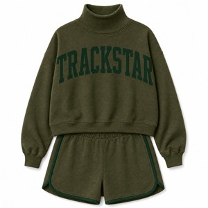 Ensemble streetwear pour femmes, sweat-shirt en molleton à col montant et short, modèle TS-SET-036 - Product Image 1