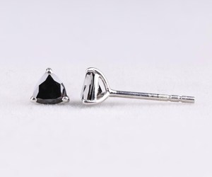 Elegant Luxury Trillion Halo <b>Stud</b> <b>Earrings</b> Pair Bohemian Style Natural Enhanced <b>Black</b> Diamond <b>Studs</b> <b>Earring</b> Pair Gift For Her - Product Image 6