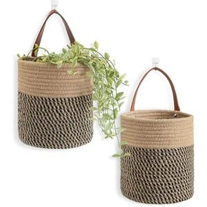 Decorative Set Of 2 Designer Hanging Macrame <b>Baskets</b> Ideal For Planter And Multi Purpose Wall Storage Organizer From India - Product Image 1