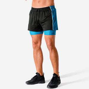 กางเกงขาสั้นกีฬาผู้ชาย โพลีเอสเตอร์ สำหรับวิ่ง ออกกำลังกาย ยืดหยุ่น แห้งเร็ว สไตล์อเมริกัน สองชั้น บาสเก็ตบอล OEM ฟิตเนส ลำลอง ความยาวปานกลาง - Product Image 5