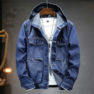 Chaqueta de Mezclilla Lavada para Hombre Mego Industry, Estilo Casual, de Algodón, con Botones, Cierre de un Solo Pecho, Color Azul Vintage, para Primavera - Product Image 2