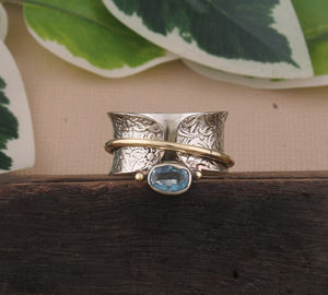 Luxury 925 Sterling <b>Silver</b> Bezel Setting Blue Topaz Women's Eternity <b>Wedding</b> <b>Band</b> Genuine Gemstone Classic Jewelry - Product Image 4