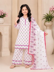 Ensemble indien pakistanais pour filles, kurta imprimé, palazzo, châle, tenue festive, vêtements ethniques - Product Image 2