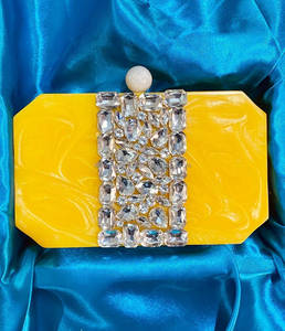 Bolso de mano de resina de diamantes de imitación con purpurina blanca de la mejor calidad para mujer de alto perfil para bodas, aniversarios, estilo de moda - Product Image 5
