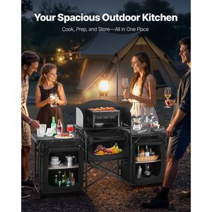 Tavolo da Cucina Moderno per Campeggio in Alluminio con 3 Armadietti e Borsa da Trasporto Staccabile - Product Image 2