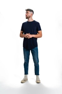 High Quality <b>Men's</b> Formal High Waist Solid Breathable <b>Woven</b> Polyester/Cotton Cross-pants Regular Fit Washed Finish Spring Jeans - Product Image 1