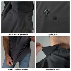 เสื้อพูลโอเวอร์สีน้ำเงินสำหรับผู้ชาย ผ้าโพลีเอสเตอร์ 100% ป้องกันรังสียูวี 50 ระบายอากาศได้ดี น้ำหนัก 140 กรัม - Product Image 3
