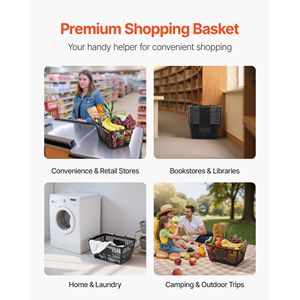 Cesti per la spesa impilabili in PE da 21 litri, 12 pezzi con manici, struttura a rete densa, capacità di 20 libbre per la spesa al supermercato - Product Image 6