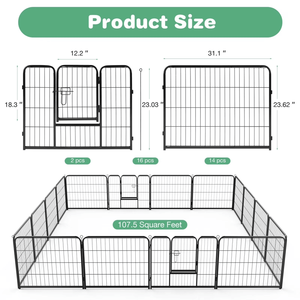 Recinto per Cani Pieghevole in Metallo a 8 Pannelli, 24 Pollici di Altezza, Recinzione Solida per Animali Domestici per Uso Interno ed Esterno, Materiale in Acciaio - Product Image 2