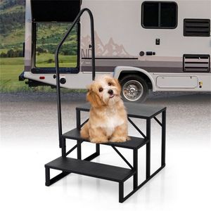 Sgabello in Metallo a 3 Gradini per Camper con Corrimano Regolabile, Capacità 660 LBS, Ideale anche per Cappotti da Donna - Product Image 4